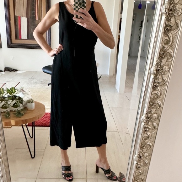 Eileen Fisher Cropped Sleeveless Black Jumpsuit Wide Leg Style Size XS - Picture 4 of 15